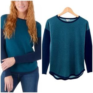 Smartwool Sweater Womens Shadow Pine Colorblock Crew Pullover Blue Green XS